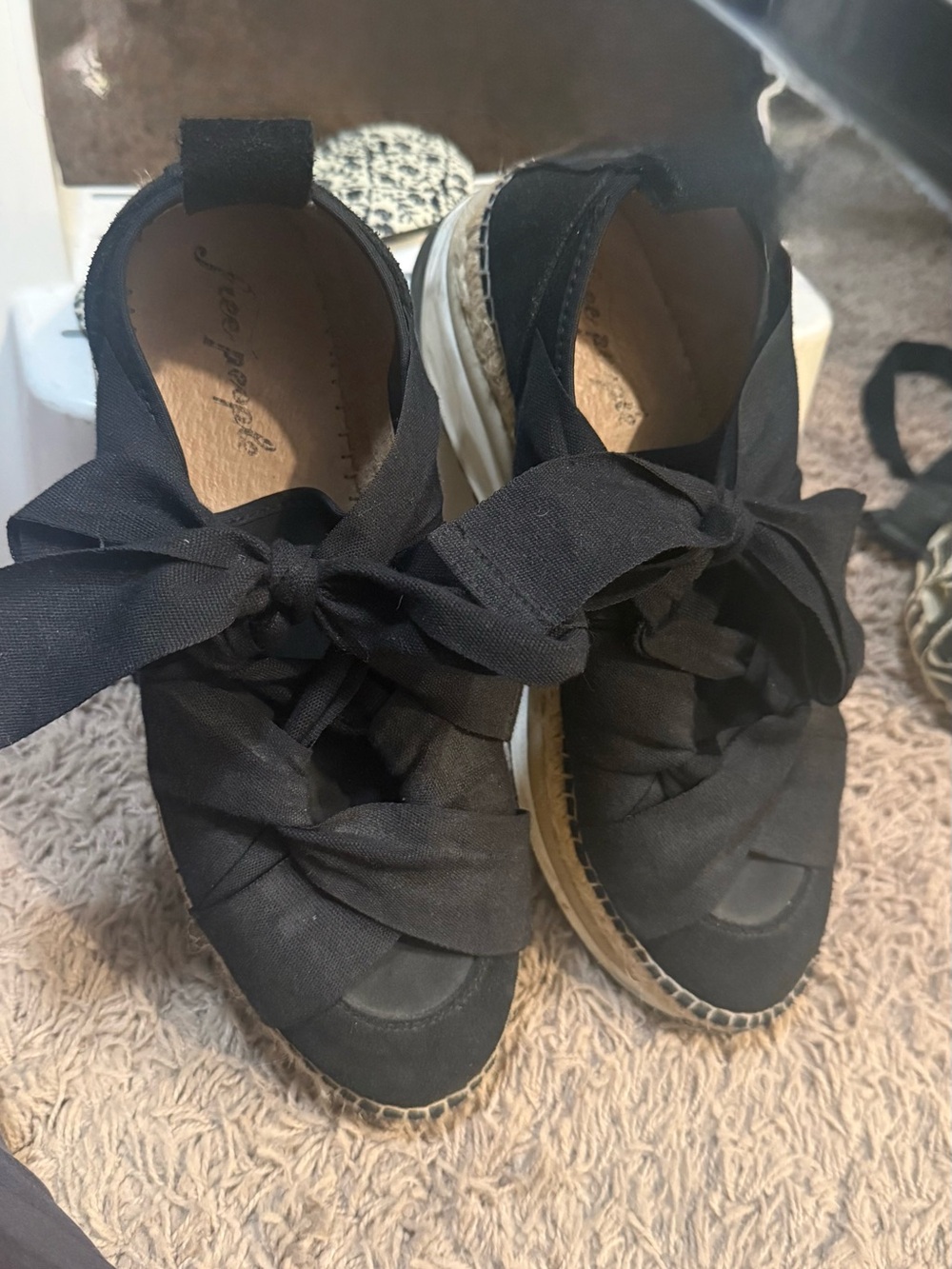 FP Black Slip-On Espadrille Platform Sneaker